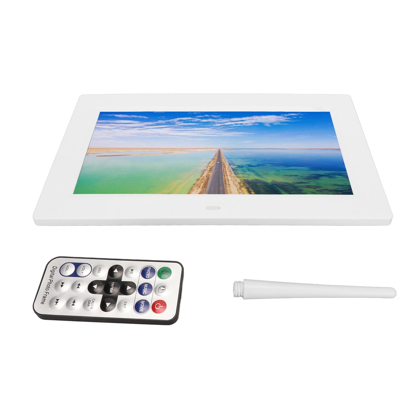 Honor Electronics 10 Inch Digitale Fotolijst HD 1024x600 LED Elektronische Fotolijst met Afstandsbediening Wit EU Plug