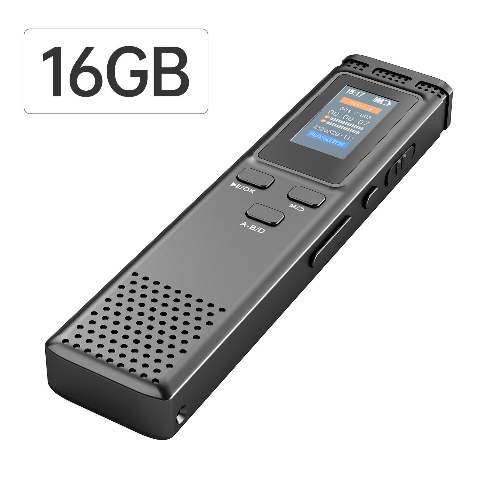 Honor Electronics 16GB digitale voicerecorder Spraakgestuurde audio-opname Ruisonderdrukking met afspelen van MP3-muziek 16GB zwart