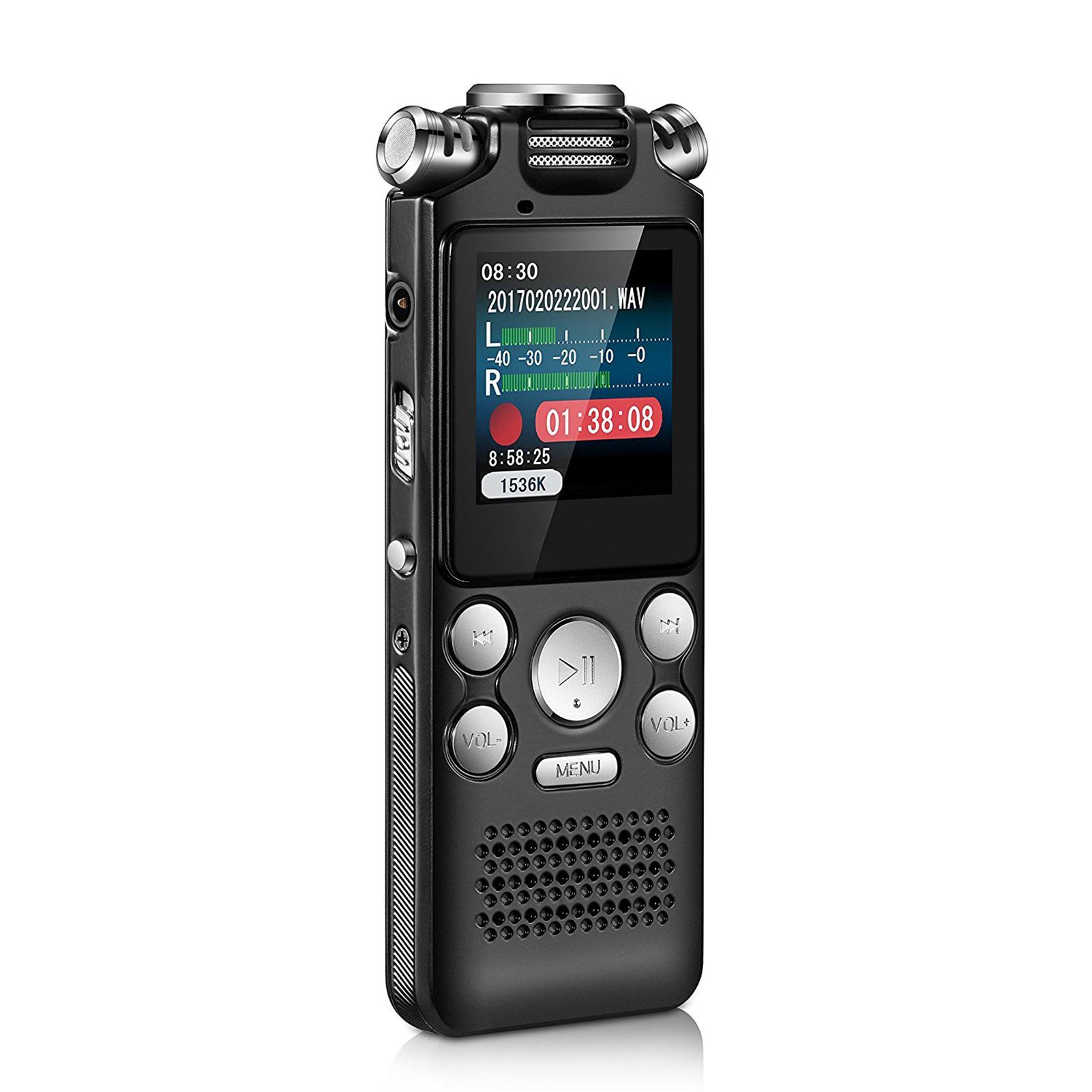 Honor Electronics 8GB Voice Recorder Ruisonderdrukking o Recorder Dubbele microfoon voor HD Spraakgestuurd zwart