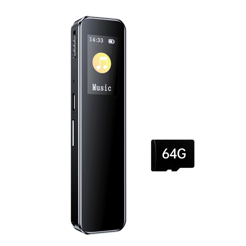 Honor Electronics 64GB digitale voicerecorder Ruisonderdrukking Opnemen met afspelen MP3-muziekspeler geactiveerde opname zwart