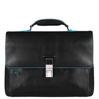 Piquadro Blue Square Aktentasche II Leder 40 cm Laptopfach, black, black