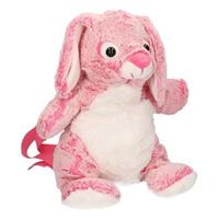 Roze konijn rugzak van super zachte pluche 20 x 36 cm