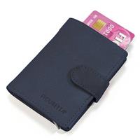 Figuretta Leren Card Protector Met Rfid Bescherming Donker Blauw