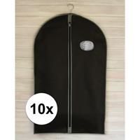 10x Zwarte kledinghoezen met rits 100 cm Zwart