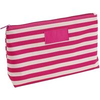 Toilettas/make-up tas gestreept roze/beige 28 cm voor dames Roze