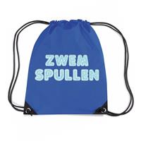 Bellatio Zwemspullen rugzakje / zwemtas met rijgkoord blauw Blauw