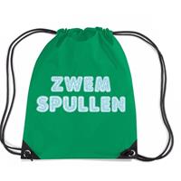 Bellatio Zwemspullen rugzakje / zwemtas met rijgkoord groen Groen
