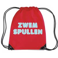 Bellatio Zwemspullen rugzakje / zwemtas met rijgkoord rood Rood