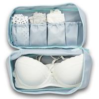 Zellers Grijs/blauw lingerie/ondergoed tasje met make-up tasje 27 cm - Toilettassen