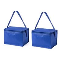 2x stuks kleine mini koeltassen blauw sixpack blikjes - Koeltas