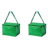 2x stuks kleine mini koeltassen groen sixpack blikjes - Koeltas