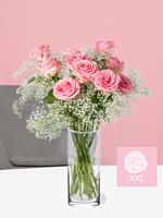 Surprose 10 roze rozen met gipskruid (XXL rozen) | Rozen online bestellen & versturen | .nl