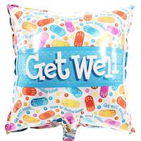 Boeketcadeau Vierkante Get well pleister ballon versturen