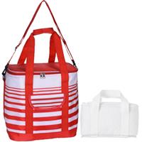 Bellatio Koeltassen set draagtas/schoudertas rood/wit 24 en 4 liter -