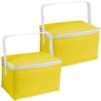 Bellatio Set van 2x stuks kleine koeltassen voor lunch geel 20 x 14 x 12 cm 3.5 liter -