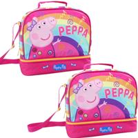 Disney Set van 2x stuks kleine koeltassen voor lunch roze met Peppa Pig print 27 x 13 x 24 cm 8 liter -
