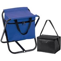 Bellatio Opvouwbare stoel met ingebouwde koeltas en extra kleine koeltas blauw/zwart -