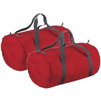 Bagbase 3x stuks rode ronde polyester reistas/sporttas/weekendtas 32 liter -