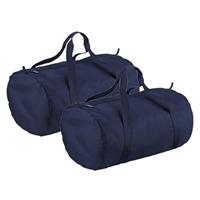 Bagbase 2x stuks navy blauwe ronde polyester reistas/sporttas/weekendtas 32 liter -