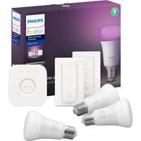 Philips Hue 871951429135500 LED-lamp Energielabel: F (A - G) Hue White & Col. Amb. E27 3er Starter Set inkl. DimmerSwitch 3x800lm 75W E27 27 W Warmwit