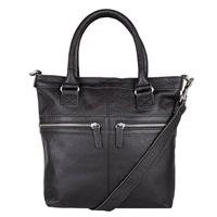 Cowboysbag , Schultertasche Leder 28 Cm in schwarz, Schultertaschen für Damen
