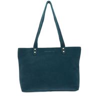 Shopper tas van mat eco leer - Emily - petrolblauw