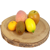 Boeketcadeau Kunstfruit: 5 stuks perzik - groene appel - citroen - kiwi - mandarijn