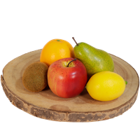 Boeketcadeau Kunstfruit: 5 stuks peer - sinaasappel - rode appel - kiwi - citroen