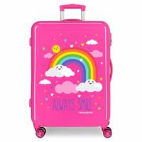 Merkloos Moven Aways Smile Abs Koffer Trolley Roze 55 Cm 4 W
