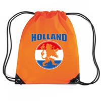 Bellatio Holland Oranje Leeuw Nylon Supporter Rugzakje/sporttas Oranje - Ek/ Wk Voetbal / Koningsdag - Gymtasje - Zwemtasje