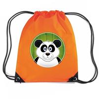 Bellatio Decorations Panda Rugtas / Gymtas Oranje Voor Kinderen - Gymtasje - Zwemtasje