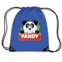 Bellatio Pandy De Panda Rugtas / Gymtas Blauw Voor Kinderen - Gymtasje - Zwemtasje