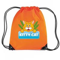 Bellatio Decorations Kitty Cat Katten Rugtas / Gymtas Oranje Voor Kinderen - Gymtasje - Zwemtasje