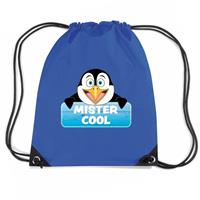 Bellatio Decorations Mister Cool De Pinguin Rugtas / Gymtas Blauw Voor Kinderen - Gymtasje - Zwemtasje