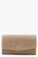 Boohoo Structured Suedette Clutch Bag & Chain, Taupe