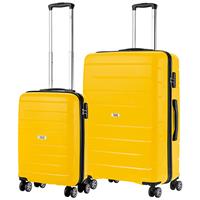 TravelZ Big Bars Kofferset Trolleyset 2-delig Handbagage + Groot Geel