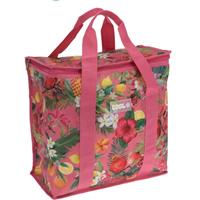 Excellent Houseware Medium size koeltas voor lunch Tropical Flowers roze/creme x 16 x 36 cm 16 liter -