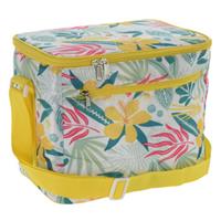 Excellent Houseware Kleine koeltas voor lunch Tropical Flowers geel/creme 30 x 20 x 25 cm 12 liter -