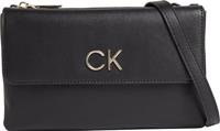 Calvin Klein, Umhängetasche Re-Lock Double Crossbody W/flap Fa22 in schwarz, Umhängetaschen für Damen