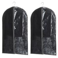Trendoz Set van 2x stuks kleding/beschermhoes zwart 100 cm inclusief kledinghangers -
