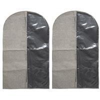 Trendoz Set van 2x stuks kleding/beschermhoezen polyester/katoen grijs 100 cm -