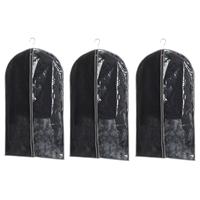 Trendoz Set van 3x stuks kleding/beschermhoes zwart 100 cm inclusief kledinghangers -