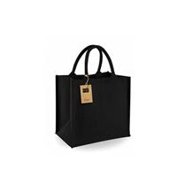Westford Mill Jute boodschappentas/shopper 30 x 30 x 19 cm - Zwarte goodiebag 14 liter