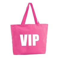 Bellatio VIP shopper tas - fuchsia roze - 47 x 34 x 12,5 cm - boodschappentas / strandtas