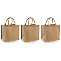 Westford Mill 3x Jute boodschappentassen/shoppers 30 x 30 x 19 cm - Naturel goodiebag/tassen 14 liter