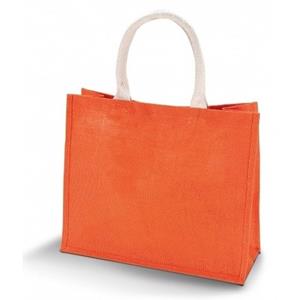 Kimood Jute Oranje Shopper/boodschappen Tas 42 Cm - Boodschappentassen
