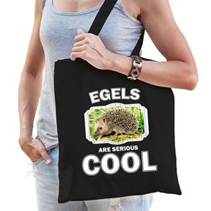 Bellatio Dieren Egel Tasje Zwart Volwassenen En Kinderen - Egels Are Cool Cadeau Boodschappentasje - Feest Boodschappentassen