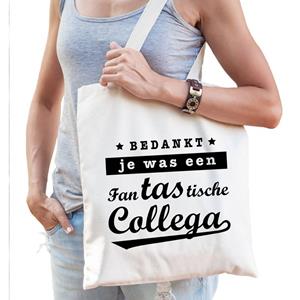 Bellatio Katoenen Cadeau Tas/shopper Fantastische Collega Naturel Dames - Feest Boodschappentassen