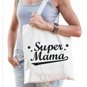 Bellatio Katoenen Cadeau Tasje Super Mama - Feest Boodschappentassen