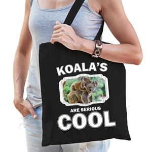 Bellatio Dieren Koala Tasje Zwart Volwassenen En Kinderen - Koalas Are Cool Cadeau Boodschappentasje - Feest Boodschappentassen